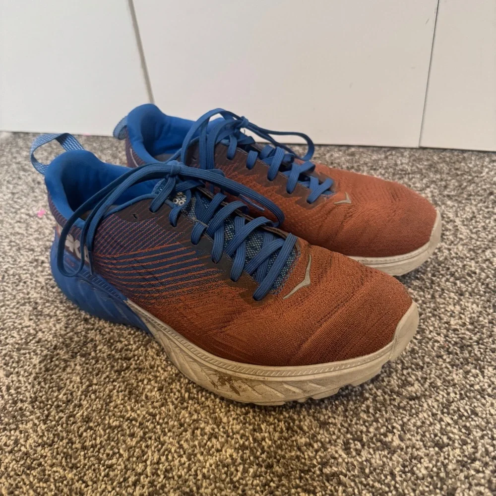 Hoka One One Mach 3 Running Shoes Men Sz 9 Red Blue Lace Up Cushioned Casual